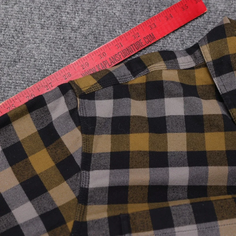 Carhartt Mens Relaxed Fit Plaid Button Down Flannel Shirt XL Tall Mustard Gray